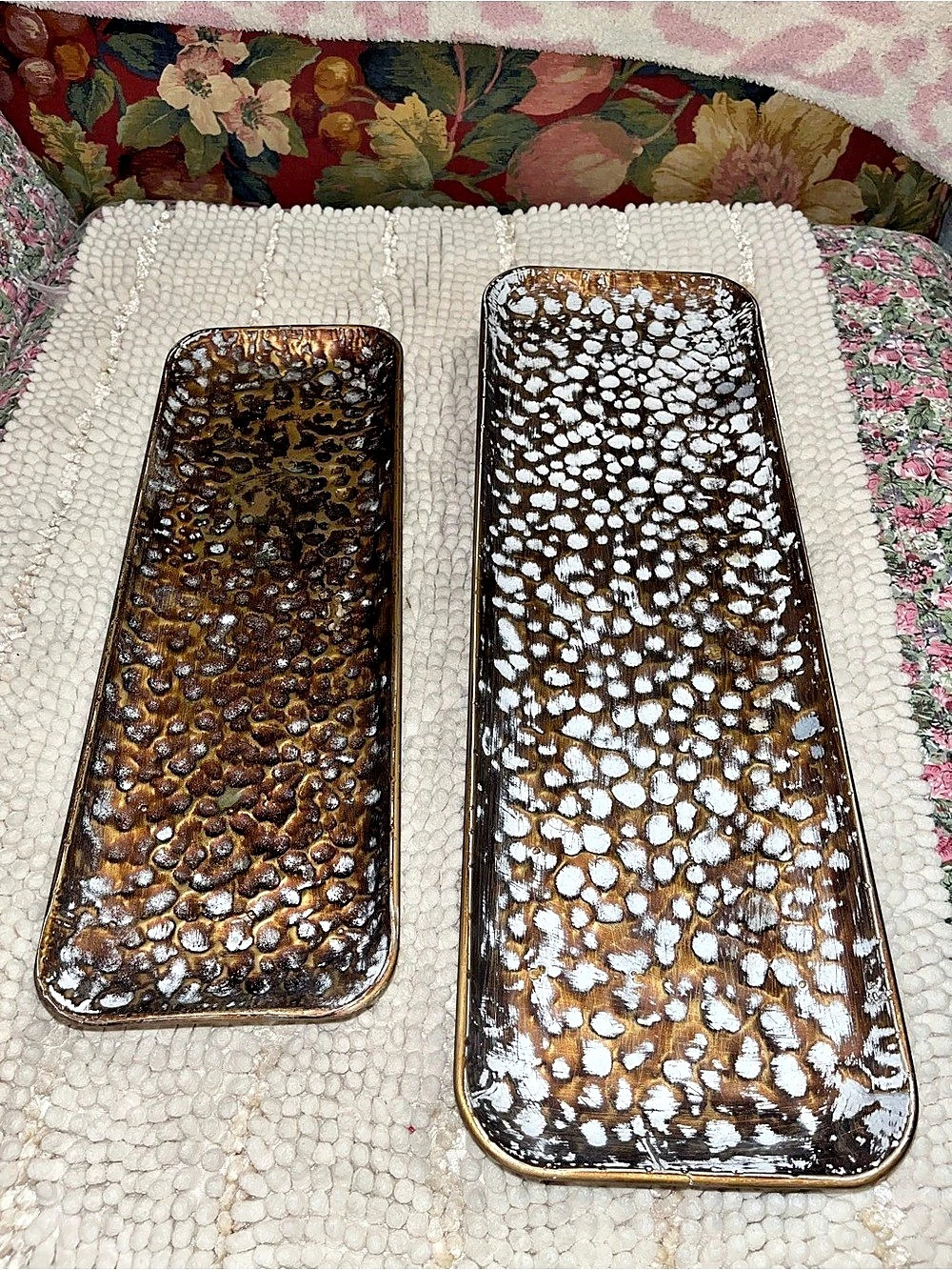 Brown & White Raised Decorative Trays